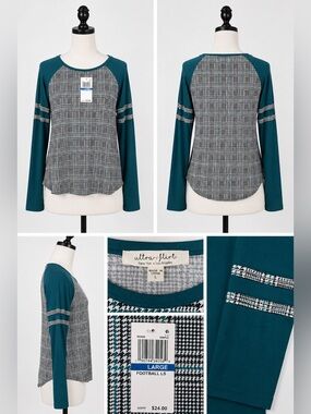 Ultra Flirt Teal Raglan Plaid Baseball Tee